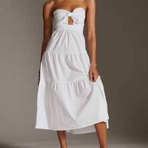 Anthropologie Strapless Tie Front Midi Dress
